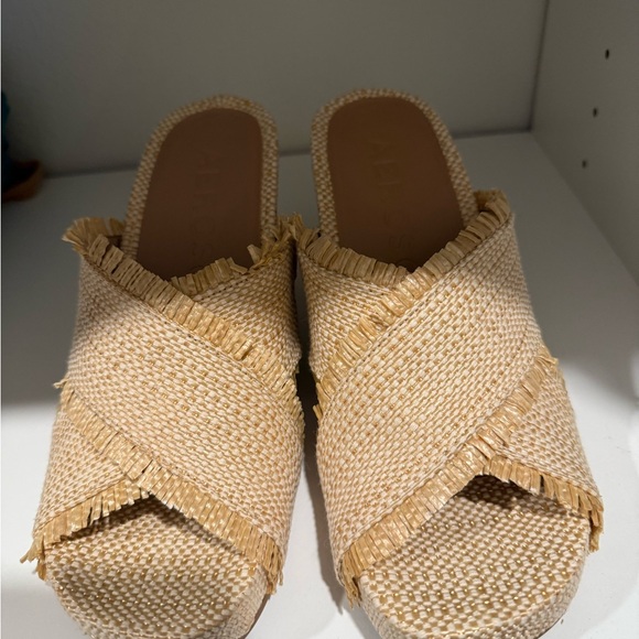 Beige Brand New Woven Heeled Mules. Never worn - Picture 5 of 8